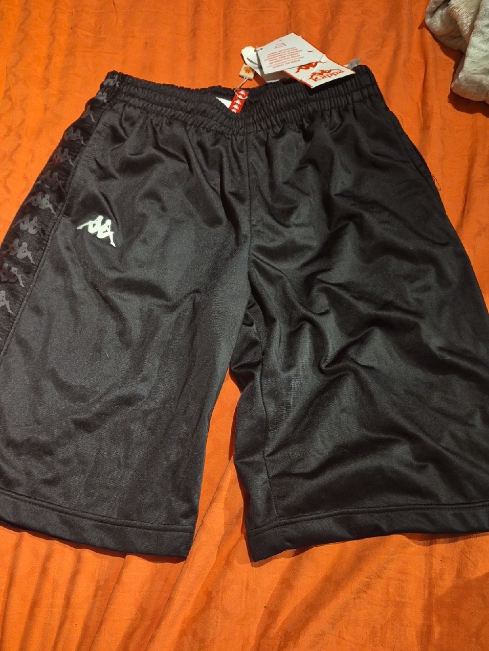 Kappa Vintage  Men's Black Athletic Logo Shorts with Side Tape